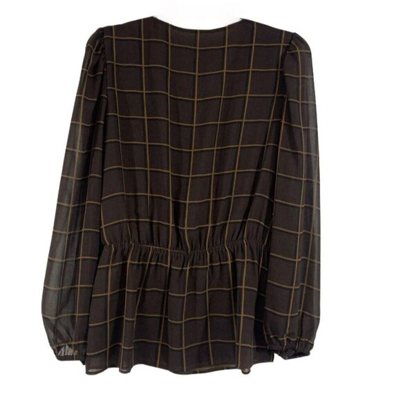 Calvin Klein Woman's Brown Printed Faux Wrap Top Blouse, Size S - Picture 3 of 4